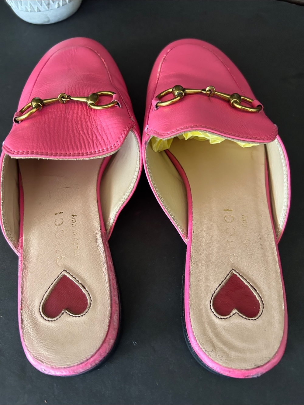 Pink Women's Slip-On Loafers with Gold Bit Hardware - Picture 7 of 17
